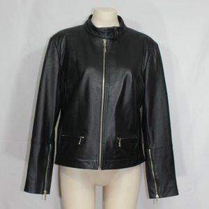 Jessica  Women's Plus Size Zip Front Leather Jacket Size 12